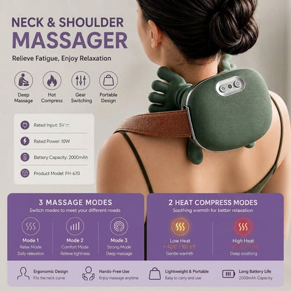 Portable, Bionic Heated Neck and Back Massager Bezmo