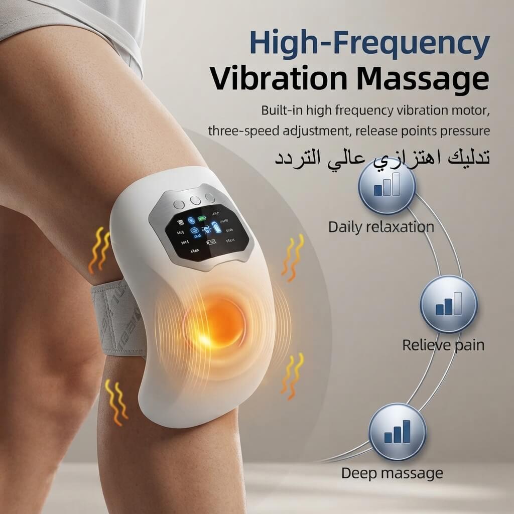 Cordless Knee Massager with Airbag Compression, Heat & Vibration Therapy